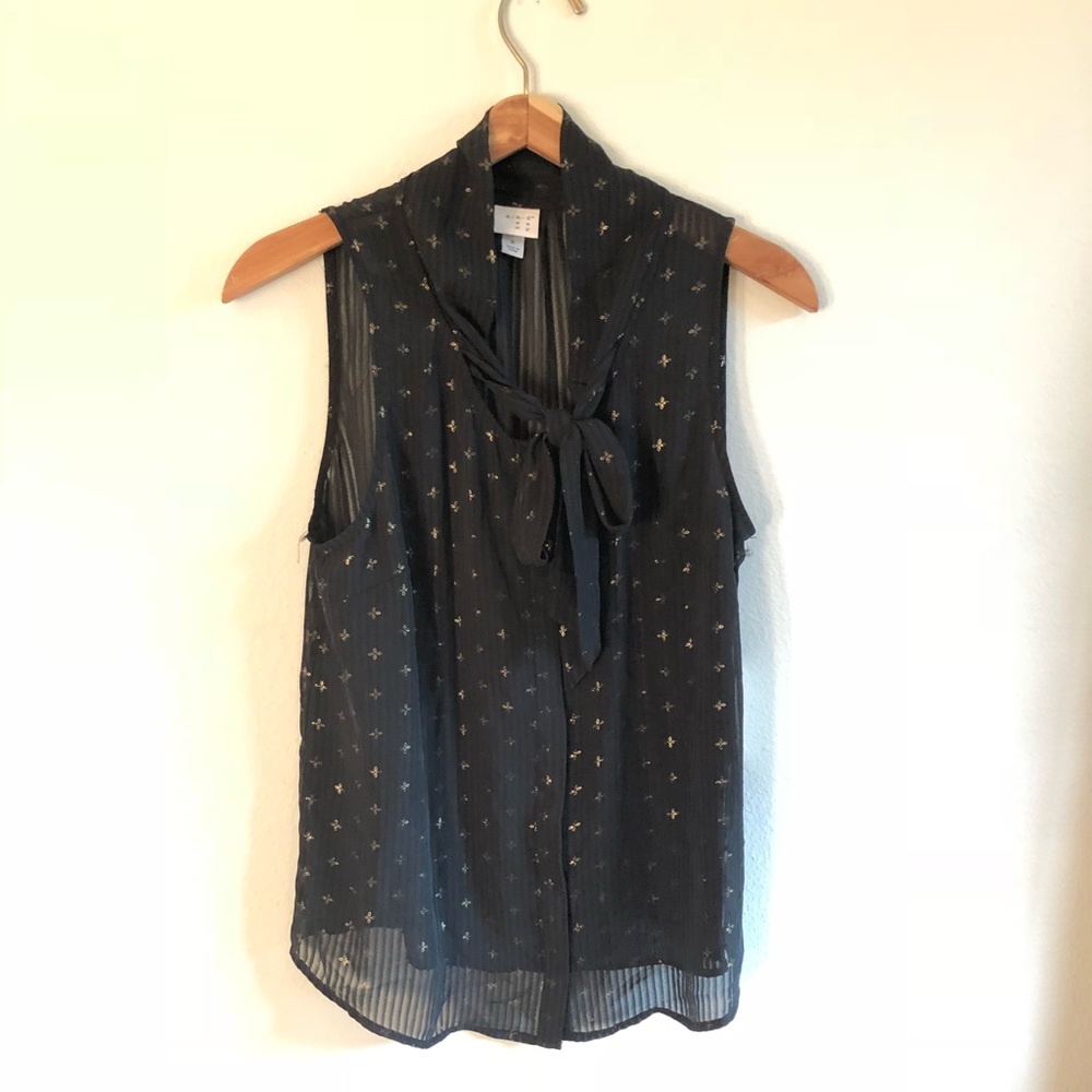 Black and gold top with bow tie detail